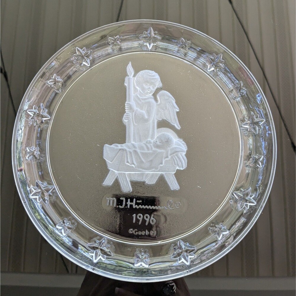 MJ Hummel Vtg Goebel Christmas Nativity Glass Plate 1996 Made In Germany Angel